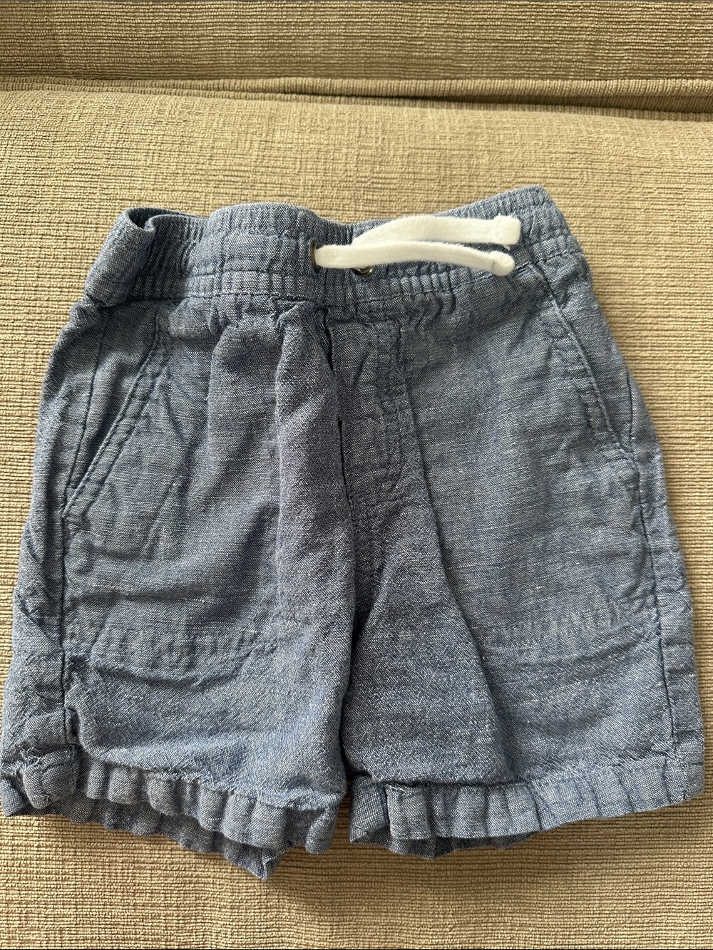 Janie & Jack Blue Chambray Drawstring Ruffle Shorts Size 2T